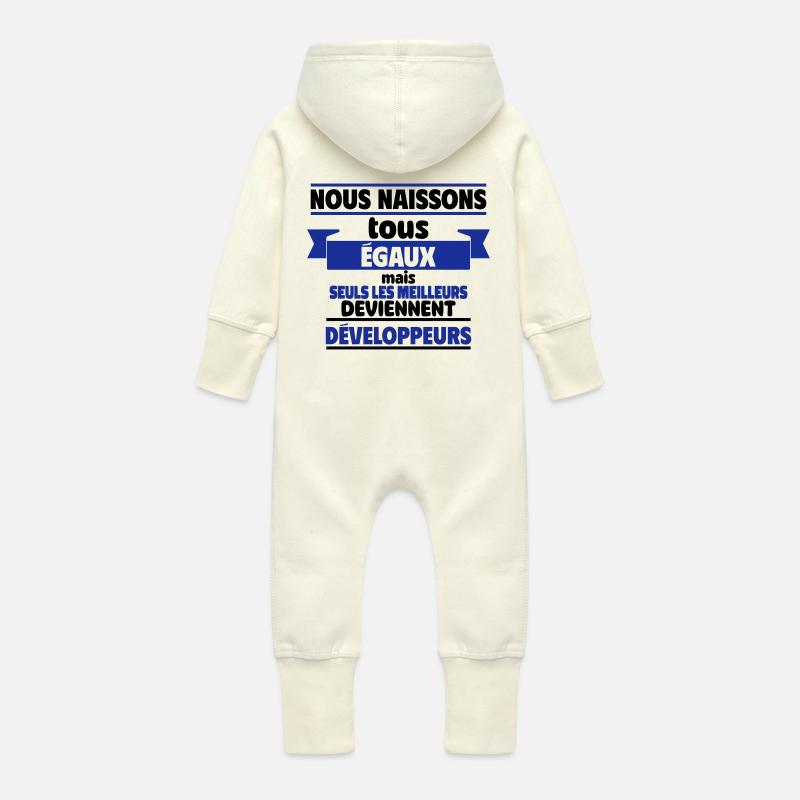 Les meilleurs développeurs - Grenouillère à capuche bio en molleton Bébé - vanille
