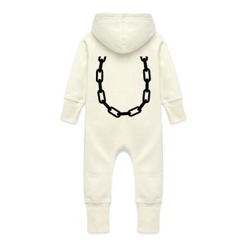 chain - Baby Organic Sweat Overalls With Hood - vanilla - Back