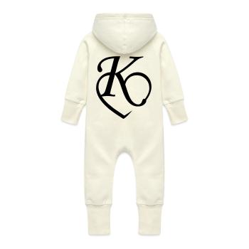 Lettre coeur k - Grenouillère à capuche bio en molleton Bébé - vanille - Dos