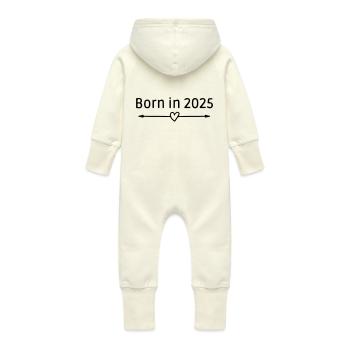 Born in 2025 - Baby Bio Sweat Overall mit Kapuze - Vanille-Milchshake - Hinten