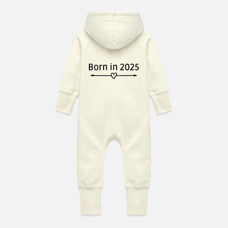 Born in 2025 - Baby Bio Sweat Overall mit Kapuze - Vanille-Milchshake
