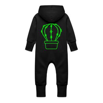 Kaktus Pflanze Stachelig Stacheln Wüsten Kakteen - Baby Bio Sweat Overall mit Kapuze - Vanille-Milchshake - Hinten