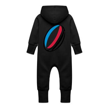 France rugby ball - Baby Organic Sweat Overalls With Hood - vanilla - Back