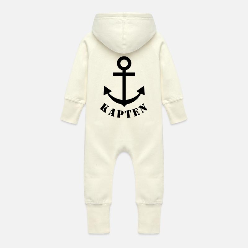 kapten - Grenouillère à capuche bio en molleton Bébé - vanille