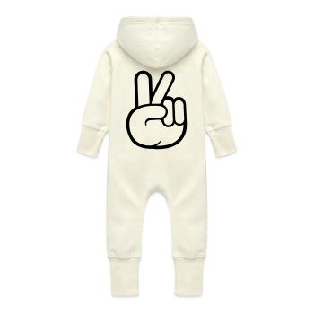 Peace Zeichen Hand Frieden Cool - Baby Bio Sweat Overall mit Kapuze - Vanille-Milchshake - Hinten