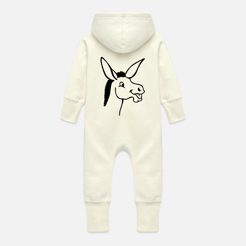 Esel - Baby Bio Sweat Overall mit Kapuze - Vanille-Milchshake