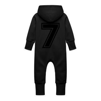 number_seven - Baby Organic Sweat Overalls With Hood - vanilla - Back