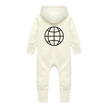 geo_logo_f1 - Baby Organic Sweat Overalls With Hood - vanilla - Back