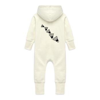 Badmintons Pattern - Baby Bio Sweat Overall mit Kapuze - Vanille-Milchshake - Hinten
