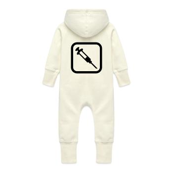 Logo de la seringue - Grenouillère à capuche bio en molleton Bébé - vanille - Dos