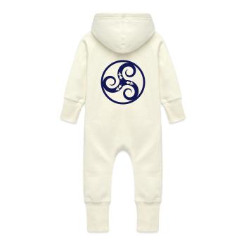 Triskell & Hermines, Celte Breizh - Grenouillère à capuche bio en molleton Bébé - vanille - Dos