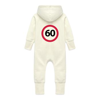 60 Anniversaire - Grenouillère à capuche bio en molleton Bébé - vanille - Dos