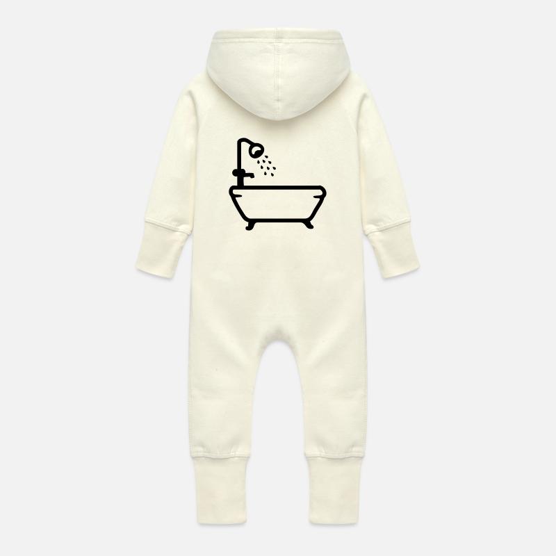 Badewanne - Dusche - Line - Baby Bio Sweat Overall mit Kapuze - Vanille-Milchshake