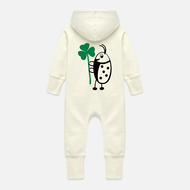 Coccinelle - Grenouillère à capuche bio en molleton Bébé - vanille