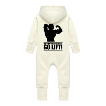 go_lift - Baby Organic Sweat Overalls With Hood - vanilla - Back