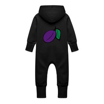 Plum - Baby Organic Sweat Overalls With Hood - vanilla - Back