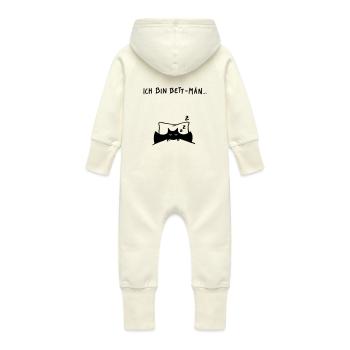 Ich bin Bett-Män - Baby Bio Sweat Overall mit Kapuze - Vanille-Milchshake - Hinten
