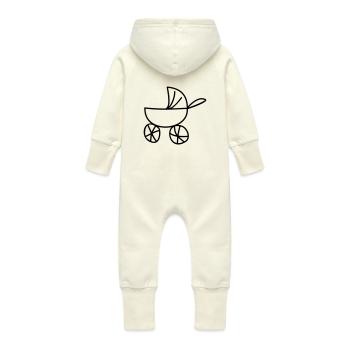 Kinderzeichnungen: Kinderwagen - Grenouillère à capuche bio en molleton Bébé - vanille - Dos