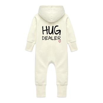 Hug Dealer - Baby Organic Sweat Overalls With Hood - vanilla - Back
