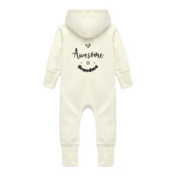 Awesome-Grandma - Baby Bio Sweat Overall mit Kapuze - Vanille-Milchshake - Hinten