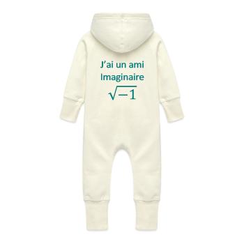 racine1 - Grenouillère à capuche bio en molleton Bébé - vanille - Dos