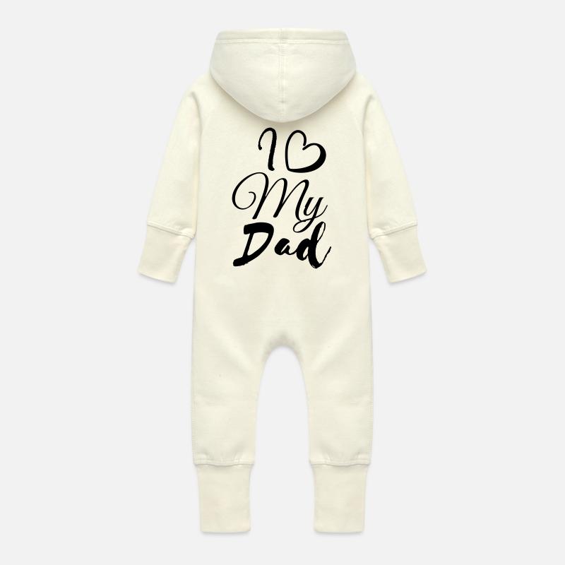 j'aime mon père - Grenouillère à capuche bio en molleton Bébé - vanille