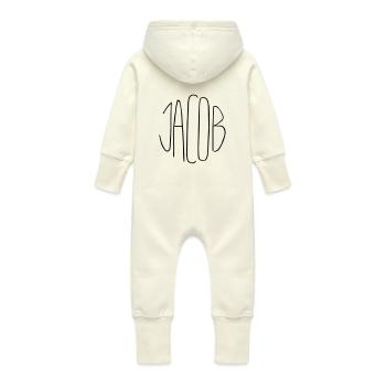 Jacob - Grenouillère à capuche bio en molleton Bébé - vanille - Dos