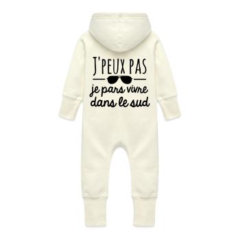 Ich kann nicht, ich werde im Süden zu leben - Baby Bio Sweat Overall mit Kapuze - Vanille-Milchshake - Hinten