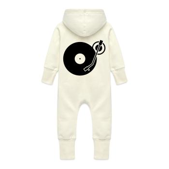 DJ Turntables Turntable Tonearm Record - Baby Organic Sweat Overalls With Hood - vanilla - Back