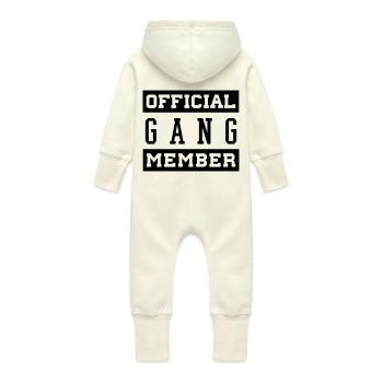 Official Gang Member - Baby Organic Sweat Overalls With Hood - vanilla - Back