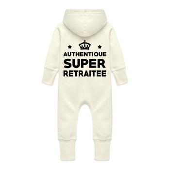Retraite / Retraité / Retraitée / Vintage Travail - Grenouillère à capuche bio en molleton Bébé - vanille - Dos