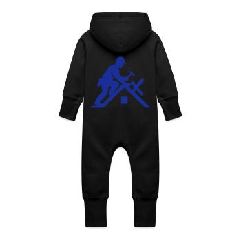 Roofer Roof - Baby Organic Sweat Overalls With Hood - vanilla - Back