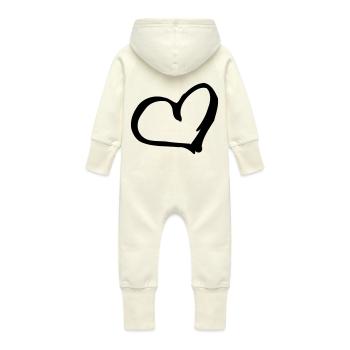 Heart - Baby Bio Sweat Overall mit Kapuze - Vanille-Milchshake - Hinten