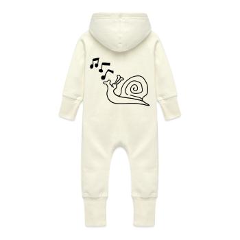 whistling_snail - Baby Organic Sweat Overalls With Hood - vanilla - Back