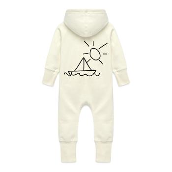 Kinderzeichnungen: Segelboot - Baby Organic Sweat Overalls With Hood - vanilla - Back