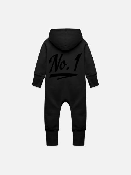 Numéro un - Grenouillère à capuche bio en molleton Bébé - vanille