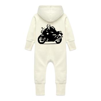biker - Baby Organic Sweat Overalls With Hood - vanilla - Back