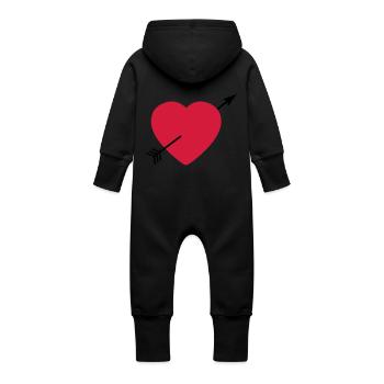 Heart round with arrow - Grenouillère à capuche bio en molleton Bébé - vanille - Dos