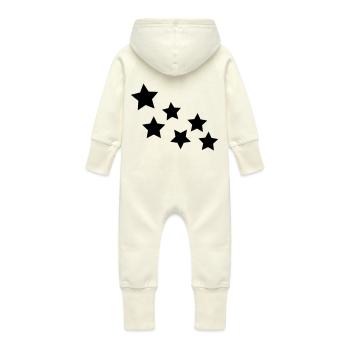 star - Baby Organic Sweat Overalls With Hood - vanilla - Back