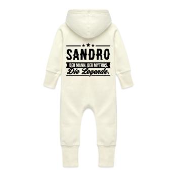 Man Myth Legend Sandro - Grenouillère à capuche bio en molleton Bébé - vanille - Dos