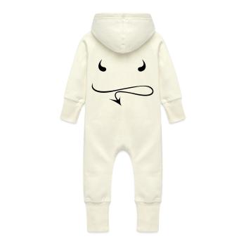 teuflische_hoerner_fuer_eigenen_schriftz - Baby Bio Sweat Overall mit Kapuze - Vanille-Milchshake - Hinten