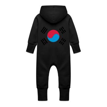 South Korea - Baby Organic Sweat Overalls With Hood - vanilla - Back