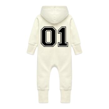 01 - Baby Organic Sweat Overalls With Hood - vanilla - Back