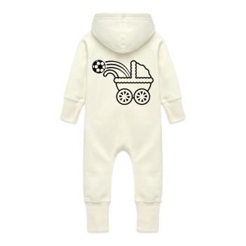 born_to_play_soccer - Baby Organic Sweat Overalls With Hood - vanilla - Back