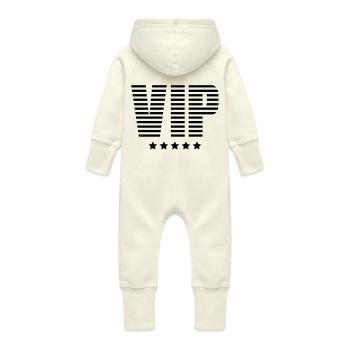 vip___f1 - Grenouillère à capuche bio en molleton Bébé - vanille - Dos