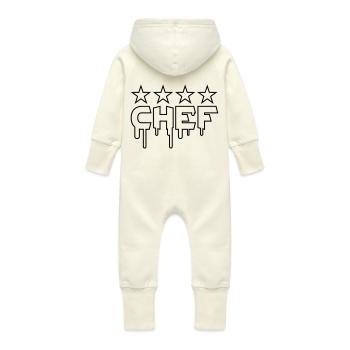 Chef - Baby Organic Sweat Overalls With Hood - vanilla - Back