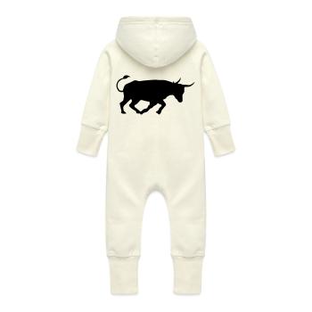 taureau de combat andalousie espagnol basque bull - Grenouillère à capuche bio en molleton Bébé - vanille - Dos