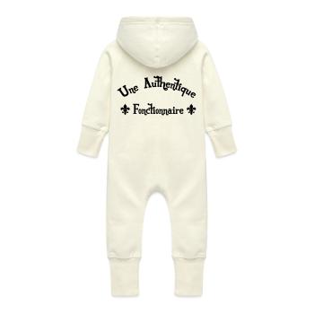 Fonctionnaire / Fonction Publique / Administration - Grenouillère à capuche bio en molleton Bébé - vanille - Dos
