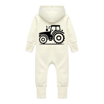 Tracteur - Grenouillère à capuche bio en molleton Bébé - vanille - Dos