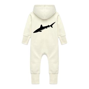 Hai - Vector Design - Baby Bio Sweat Overall mit Kapuze - Vanille-Milchshake - Hinten